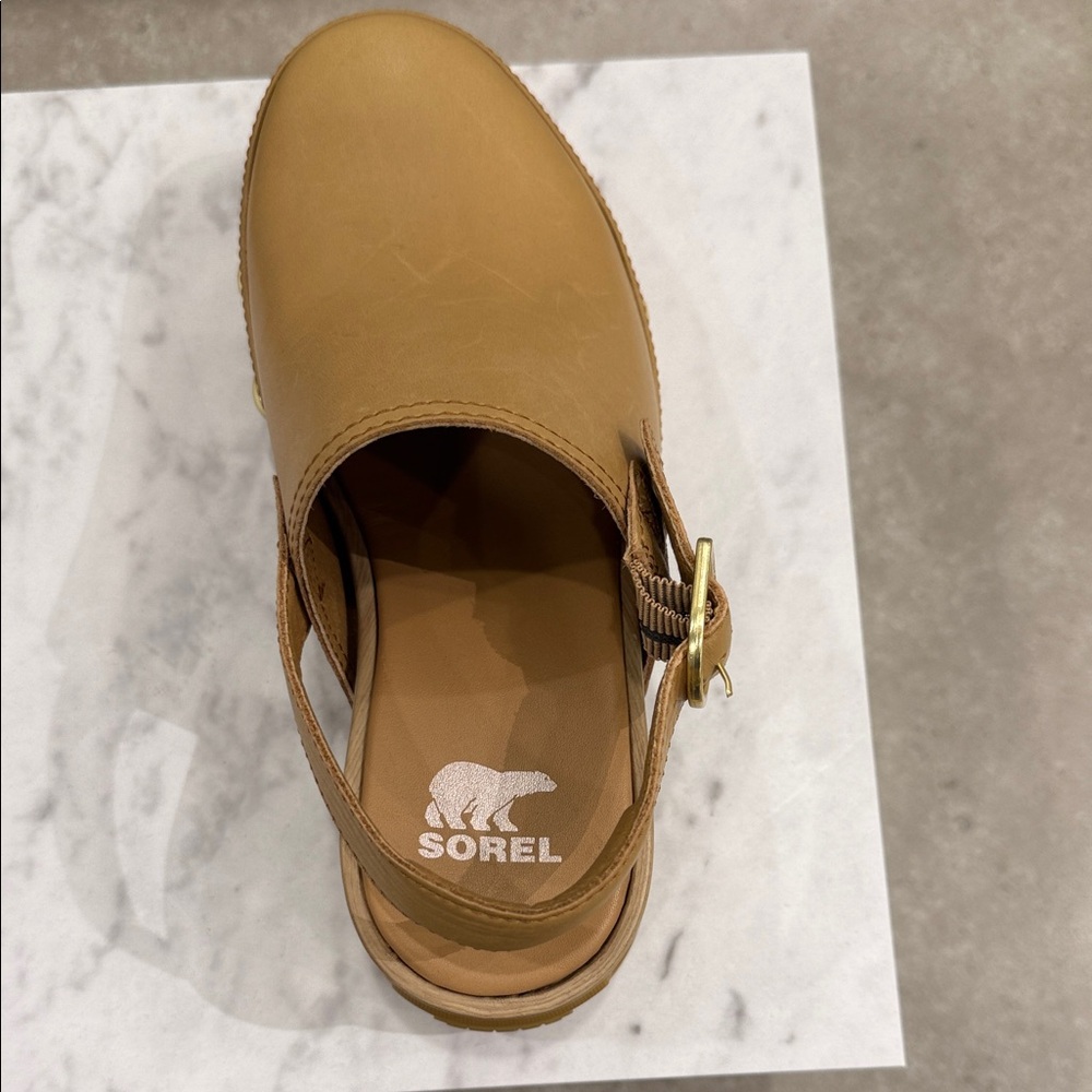 Sorel Brown Leather Slip-On Sandals